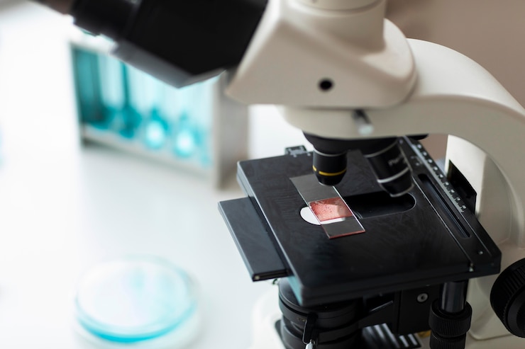 Laboratory microscope used for sample analysis and scientific research