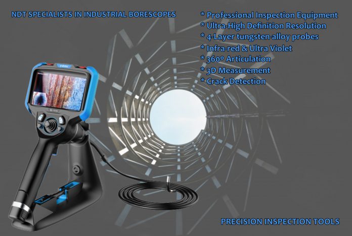 Industrial borescope for NDT inspection with high-definition imaging and crack detection